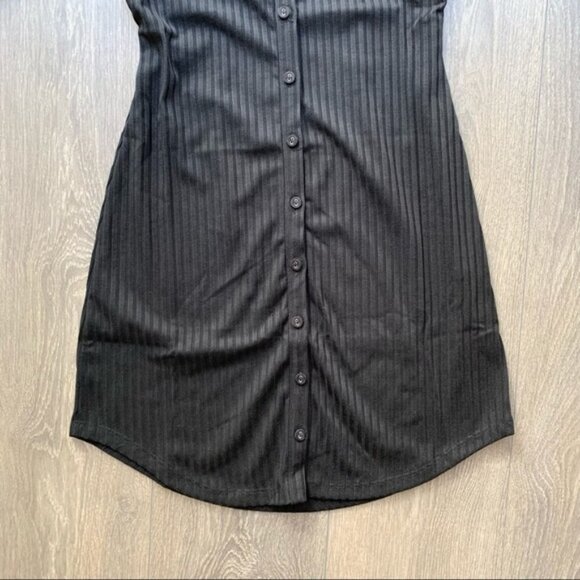 Revolve Privacy Please Prentiss Mini Dress Bodycon Rib Knit Tie detail Black XS - Picture 7 of 14